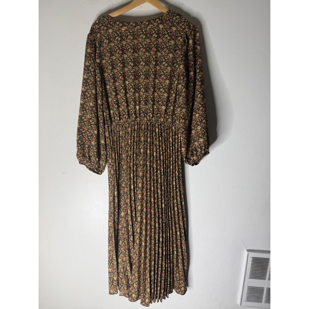 Baltic born floral pleated midi dress boho black orange XL - Picture 2 of 7